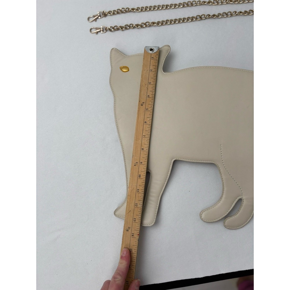 White Cat Shaped Shoulder Purse Gold removable Chain Snap Closure Kidcore Y2K - Picture 11 of 12